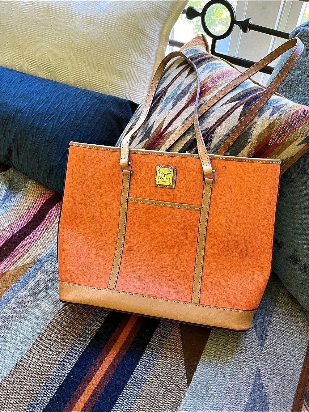Dooney & Bourke Orange & Brown Tote Bag